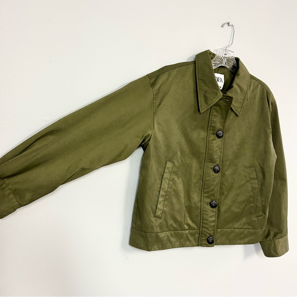 ZARA 🥑 Button-Front Green Jacket - Size M - Picture 2 of 6